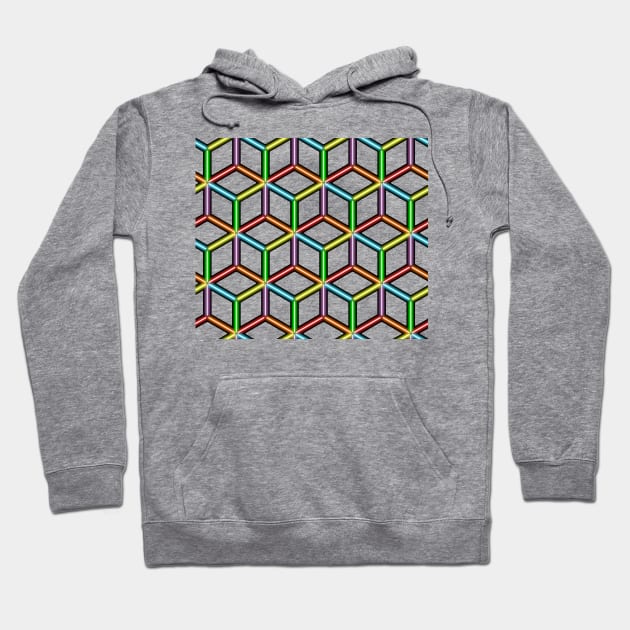 Rainbow Neon Cubes Seamless Pattern Hoodie by gkillerb